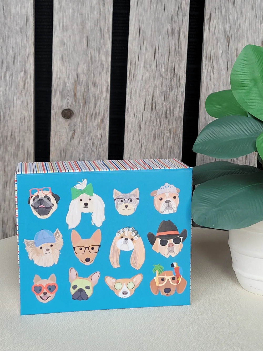 Papyrus Blue Illustrated Dog Faces Blank Note Cards & Envelopes - Picture 3 of 4